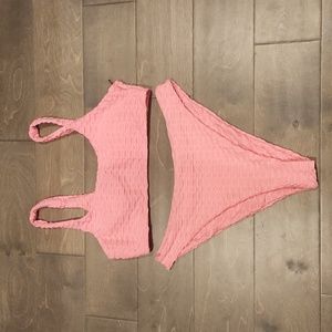 Shein Textured Pink Bikini Size XL